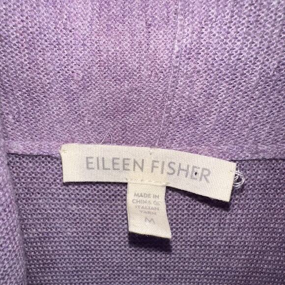 Eileen Fisher Cardigan Medium Lavender Cotton Linen Blend Open Front Soft - Picture 3 of 3